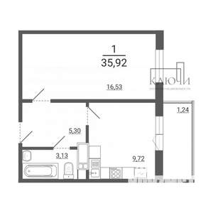 1-к квартира, вторичка, 36м2, 7/14 этаж