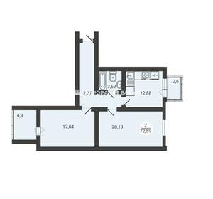 2-к квартира, вторичка, 73м2, 2/3 этаж