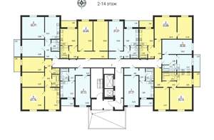 2-к квартира, строящийся дом, 53м2, 12/14 этаж