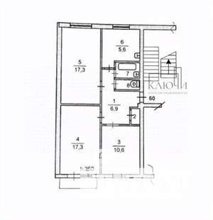 3-к квартира, вторичка, 62м2, 5/5 этаж