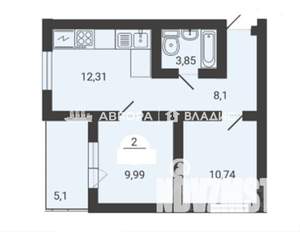 2-к квартира, вторичка, 48м2, 3/3 этаж
