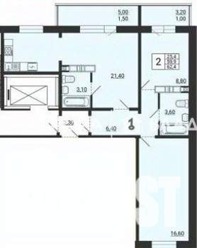 2-к квартира, вторичка, 62м2, 6/10 этаж