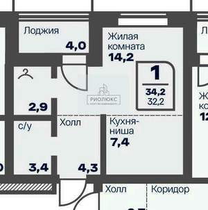 1-к квартира, вторичка, 32м2, 2/16 этаж