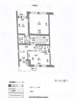 1-к квартира, вторичка, 49м2, 1/2 этаж