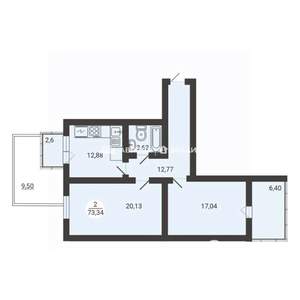 2-к квартира, сданный дом, 85м2, 3/3 этаж