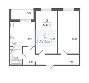 2-к квартира, вторичка, 61м2, 8/14 этаж