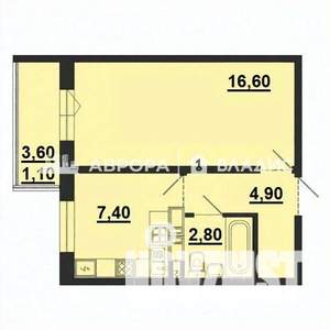 1-к квартира, вторичка, 33м2, 2/10 этаж