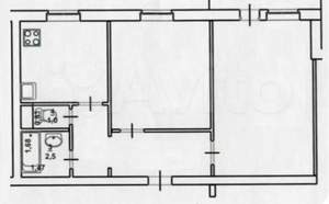 2-к квартира, вторичка, 50м2, 3/9 этаж