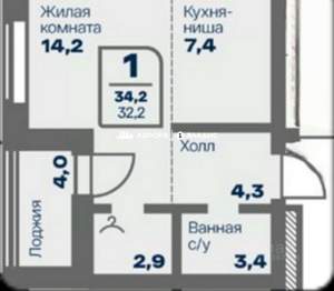 Студия квартира, вторичка, 32м2, 2/9 этаж