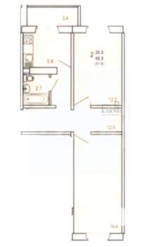 2-к квартира, вторичка, 52м2, 8/10 этаж
