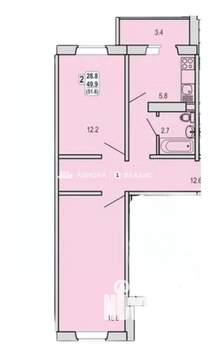 2-к квартира, вторичка, 50м2, 8/10 этаж