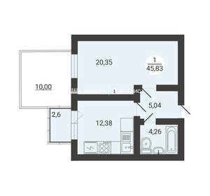 1-к квартира, вторичка, 46м2, 3/3 этаж