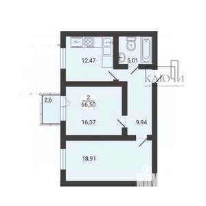 2-к квартира, вторичка, 62м2, 3/3 этаж