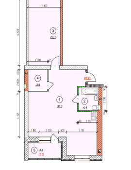 2-к квартира, строящийся дом, 66м2, 2/4 этаж
