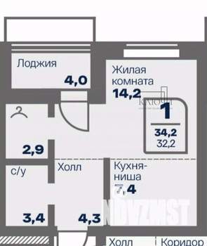 Студия квартира, вторичка, 34м2, 2/16 этаж