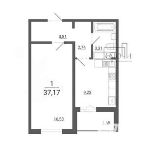1-к квартира, вторичка, 37м2, 4/14 этаж