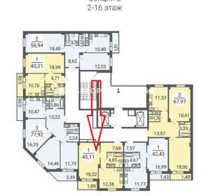 1-к квартира, вторичка, 45м2, 7/9 этаж