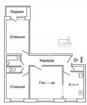 3-к квартира, вторичка, 65м2, 9/9 этаж