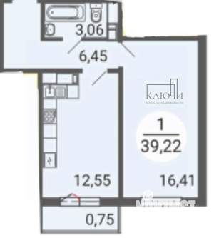 1-к квартира, вторичка, 39м2, 5/16 этаж