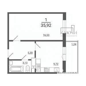 1-к квартира, вторичка, 36м2, 1/14 этаж