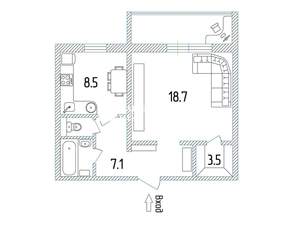 1-к квартира, вторичка, 41м2, 6/10 этаж