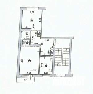 2-к квартира, вторичка, 52м2, 4/5 этаж