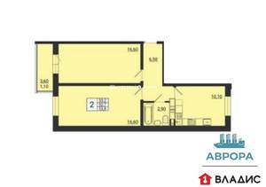 2-к квартира, вторичка, 54м2, 10/10 этаж