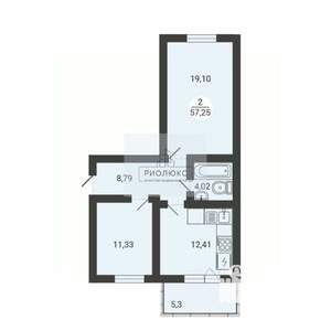 2-к квартира, вторичка, 57м2, 2/3 этаж