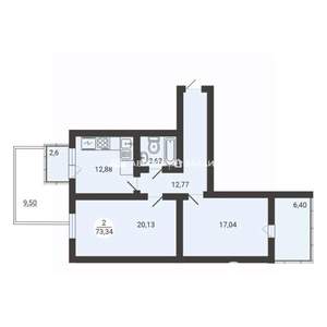 2-к квартира, вторичка, 73м2, 1/3 этаж