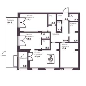3-к квартира, вторичка, 99м2, 2/10 этаж