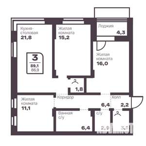 3-к квартира, вторичка, 87м2, 7/17 этаж