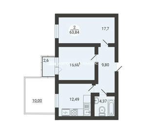 2-к квартира, вторичка, 64м2, 1/3 этаж
