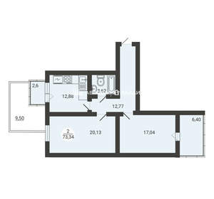 2-к квартира, вторичка, 73м2, 1/3 этаж