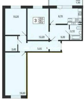 3-к квартира, вторичка, 70м2, 6/10 этаж