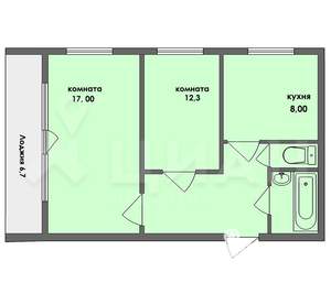 2-к квартира, вторичка, 52м2, 8/9 этаж