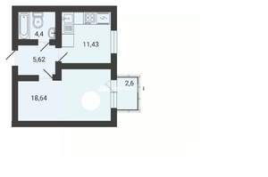 1-к квартира, вторичка, 42м2, 1/3 этаж