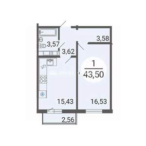 1-к квартира, вторичка, 44м2, 8/14 этаж