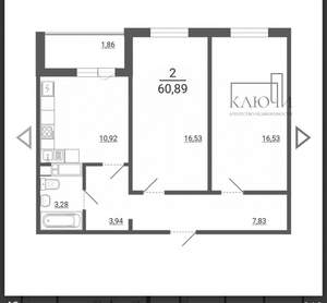 2-к квартира, вторичка, 61м2, 5/14 этаж