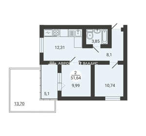 2-к квартира, вторичка, 52м2, 3/3 этаж