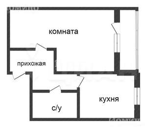 1-к квартира, вторичка, 43м2, 2/9 этаж