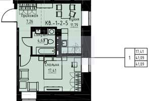 1-к квартира, вторичка, 41м2, 2/4 этаж