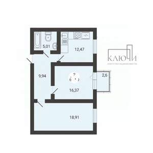2-к квартира, вторичка, 63м2, 3/3 этаж