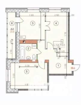2-к квартира, вторичка, 60м2, 2/4 этаж
