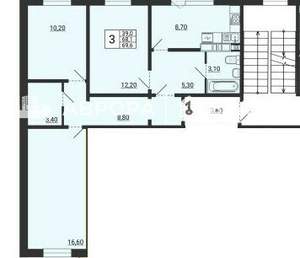 3-к квартира, вторичка, 70м2, 3/10 этаж