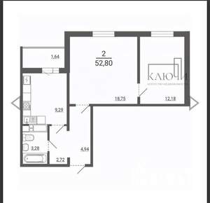 2-к квартира, вторичка, 53м2, 5/14 этаж