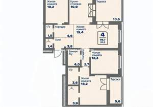 4-к квартира, вторичка, 100м2, 9/9 этаж