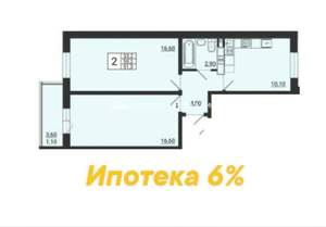 2-к квартира, вторичка, 51м2, 7/10 этаж