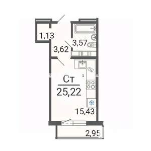 Студия квартира, вторичка, 25м2, 13/14 этаж