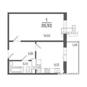 1-к квартира, вторичка, 36м2, 7/14 этаж