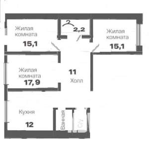 3-к квартира, вторичка, 68м2, 5/5 этаж